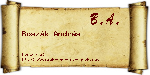 Boszák András névjegykártya